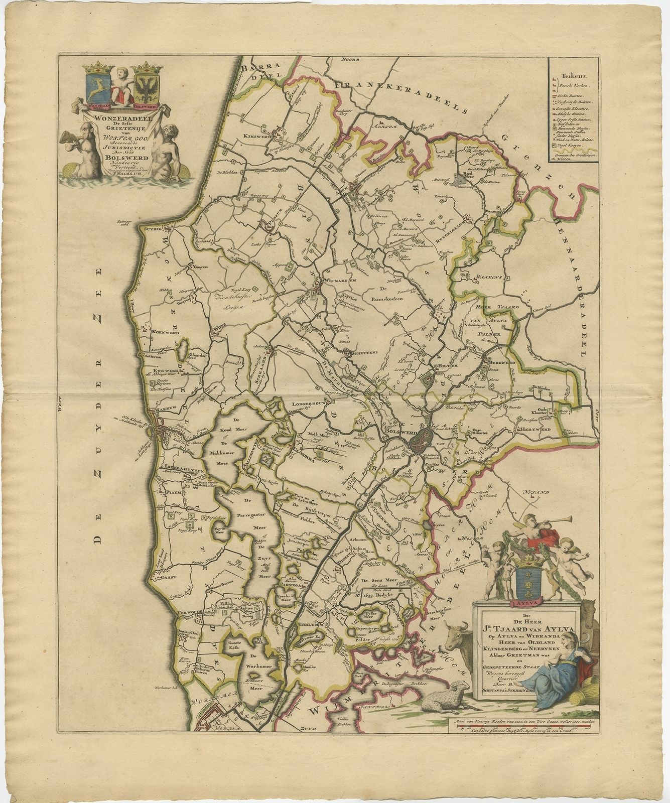Antique Map Of The Wonseradeel Township (Friesland) By Halma (1718)