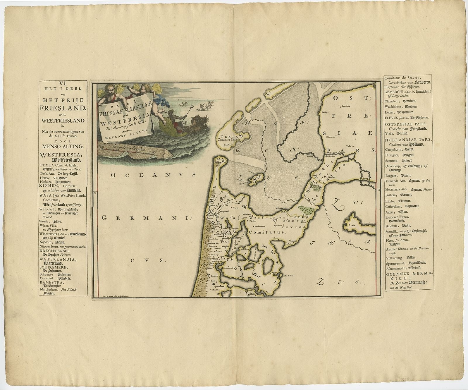 Antique Map Of The West Frisian Part Of Independent Friesland By Halma (1718)