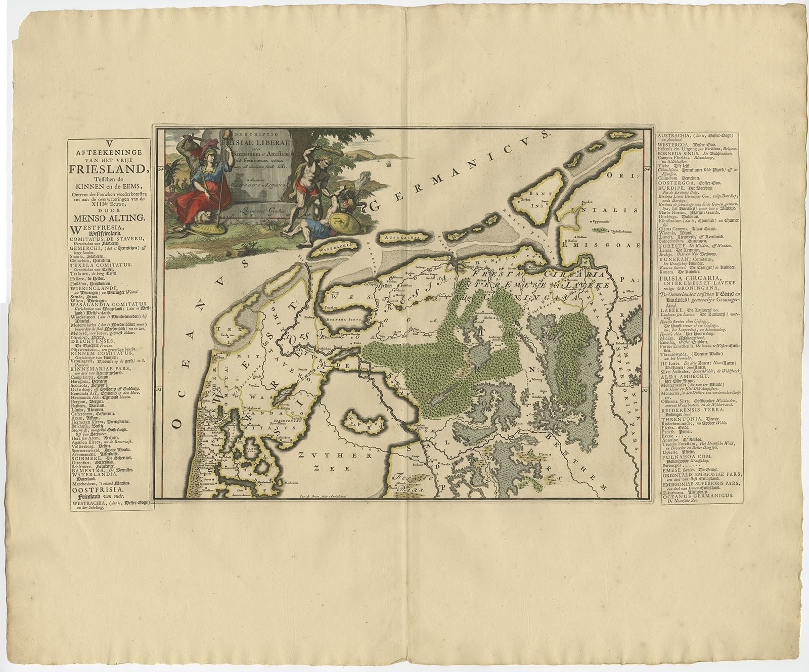 Antique Map Of The Region Of Kennemerland And Eems By Halma (1718)