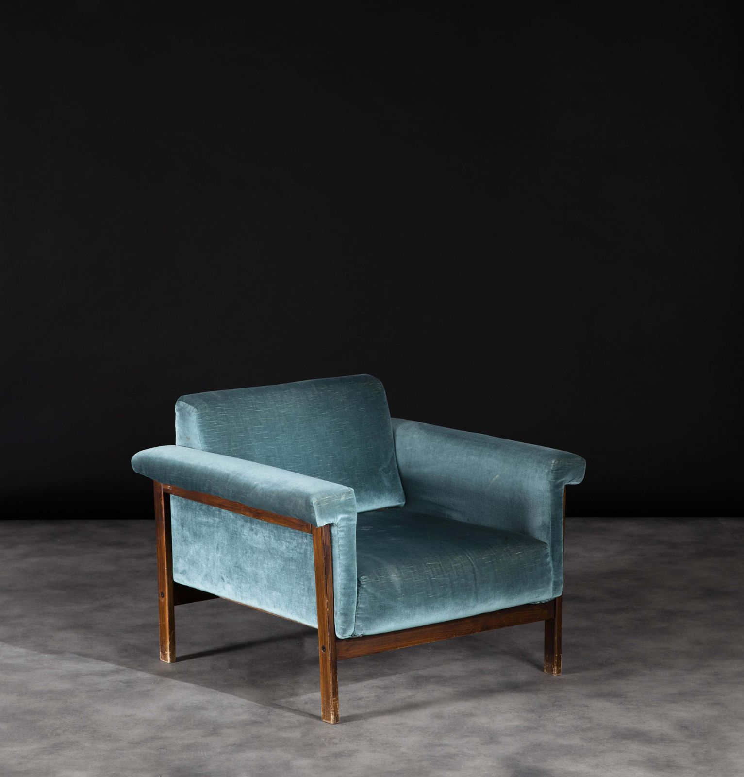 Ettore Sottsass Canada Armchair In Velvet Poltronova, 1950s