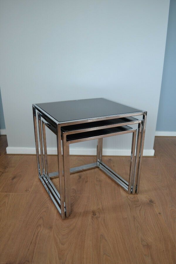 Chrome And Smoked Glass Nest Of Tables photo Furniture