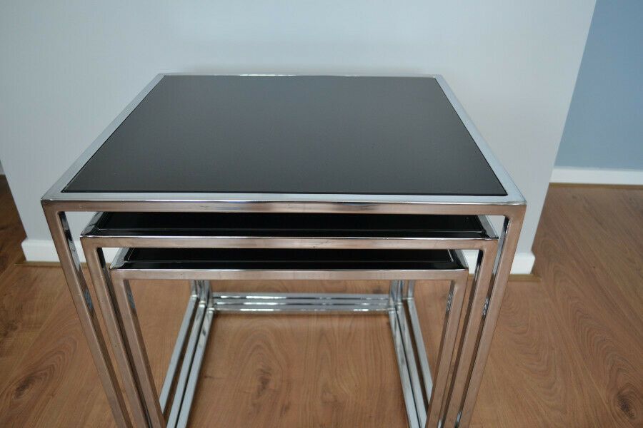 Chrome And Smoked Glass Nest Of Tables photo 170.0