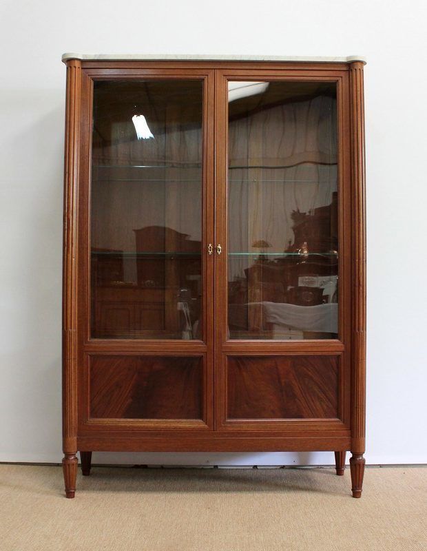 photo for sale All Faces Showcase In Solid Mahogany, Louis XVI Style   Late 19th Century