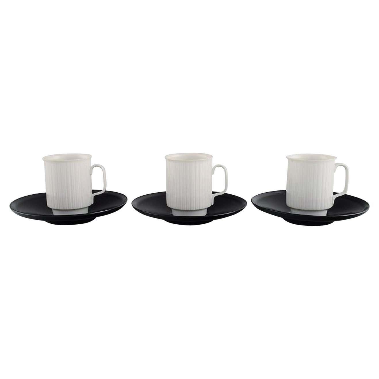 Tapio Wirkkala For Rosenthal, Three Porcelain Noire Mocha Cups With Saucers photo furniture