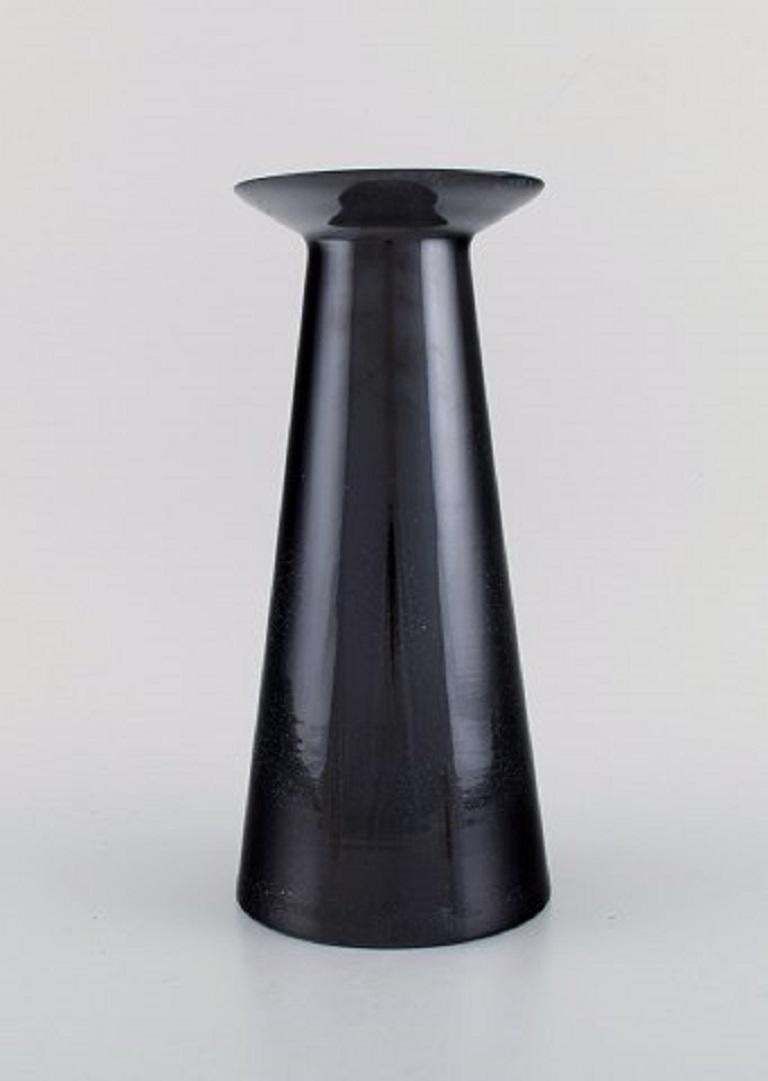 Stölzle Oberglas, Austria, Three Beatrice And Nora Vases In Black Art Glass photo for sale