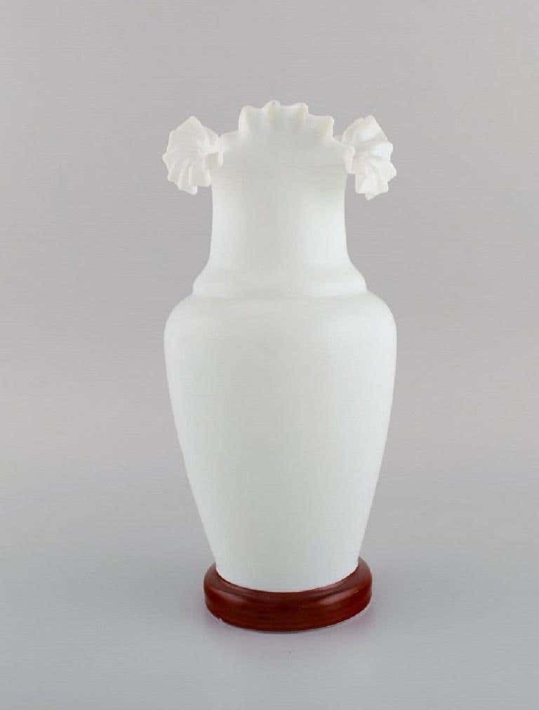 Antique Vase In Mouth Blown Opal Art Glass With A Motif Of Young Woman photo 146.0