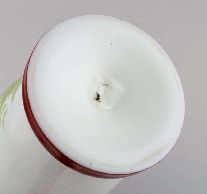 Antique Vase In Mouth Blown Opal Art Glass With A Motif Of Young Woman photo vinterior