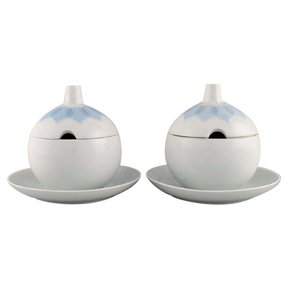 Bjørn Wiinblad For Rosenthal, Two Lotus Sauce Boats In Porcelain