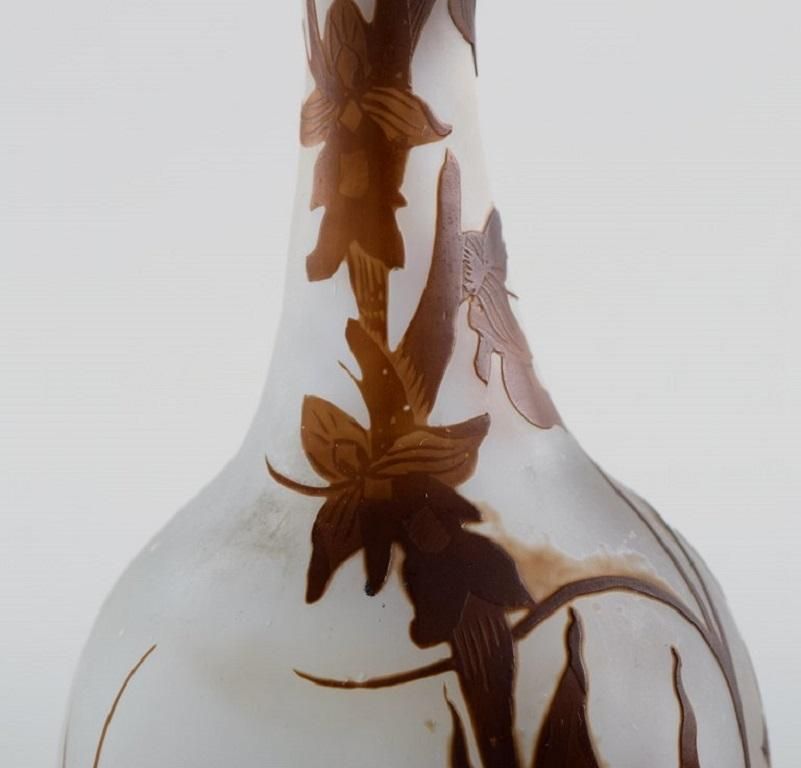 Early Emile Gallé Vase In Frosted And Brown Art Glass, Early 20th C. photo buy