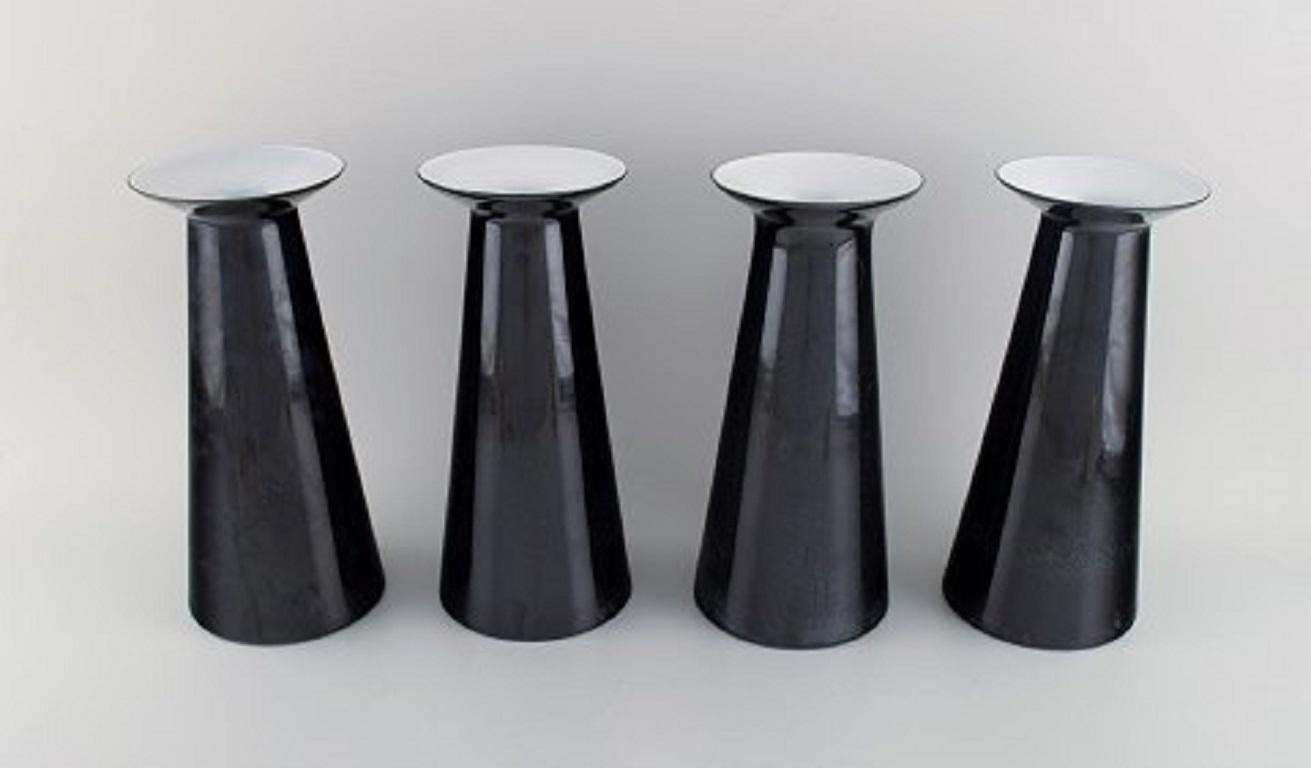 Stölzle Oberglas, Austria Four Beatrice And Nora Vases In Black Art Glass photo furniture
