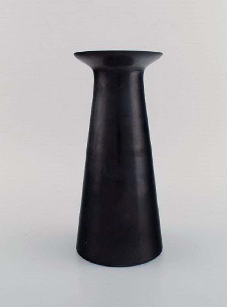 Stölzle Oberglas, Austria, Three Beatrice And Nora Vases In Black Art Glass photo for sale