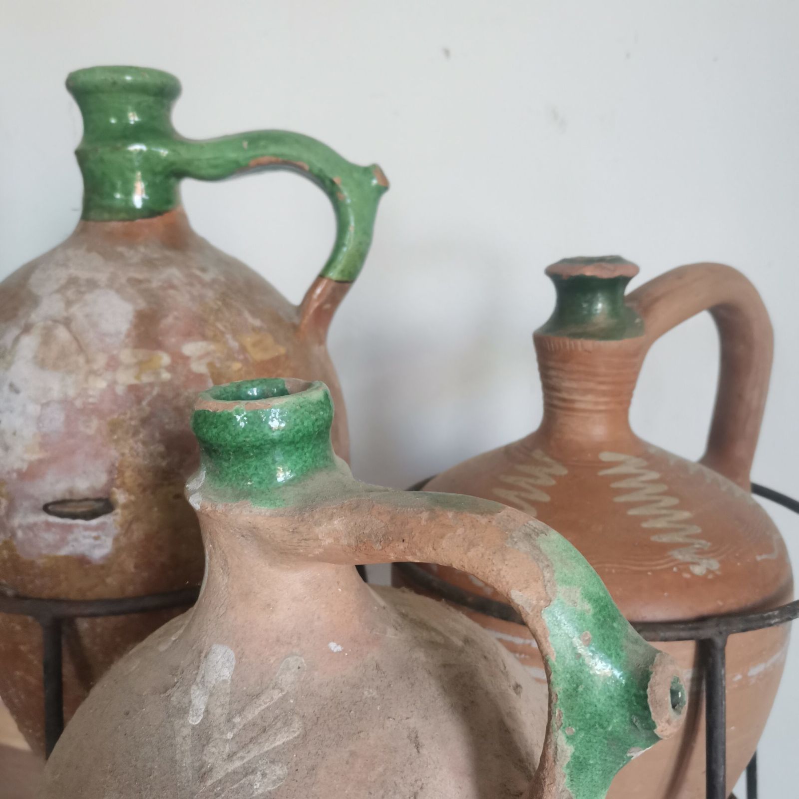 Beautiful Antique Set Of 3 Terracotta Pots From Central Europe photo furniture