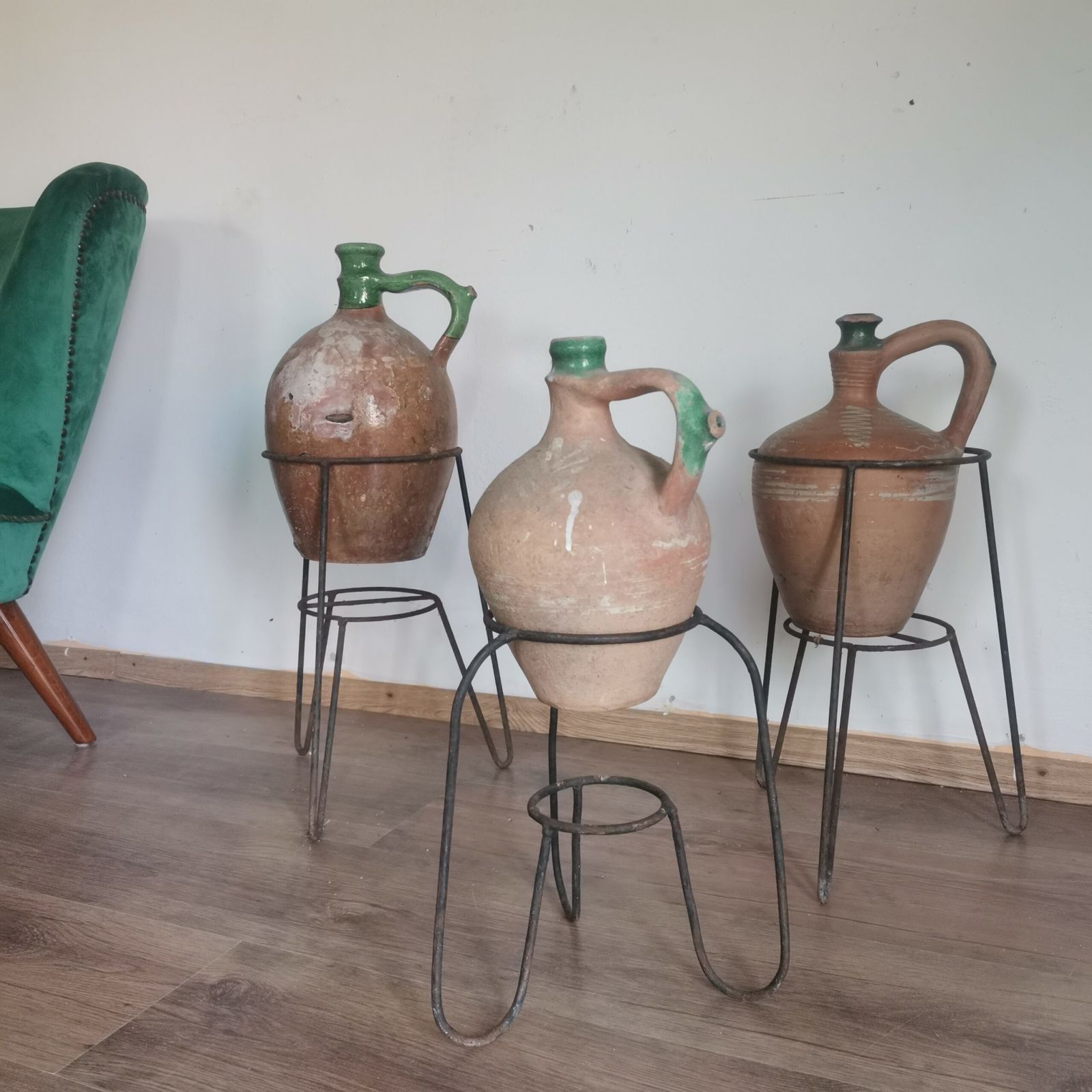 Beautiful Antique Set Of 3 Terracotta Pots From Central Europe photo vintage