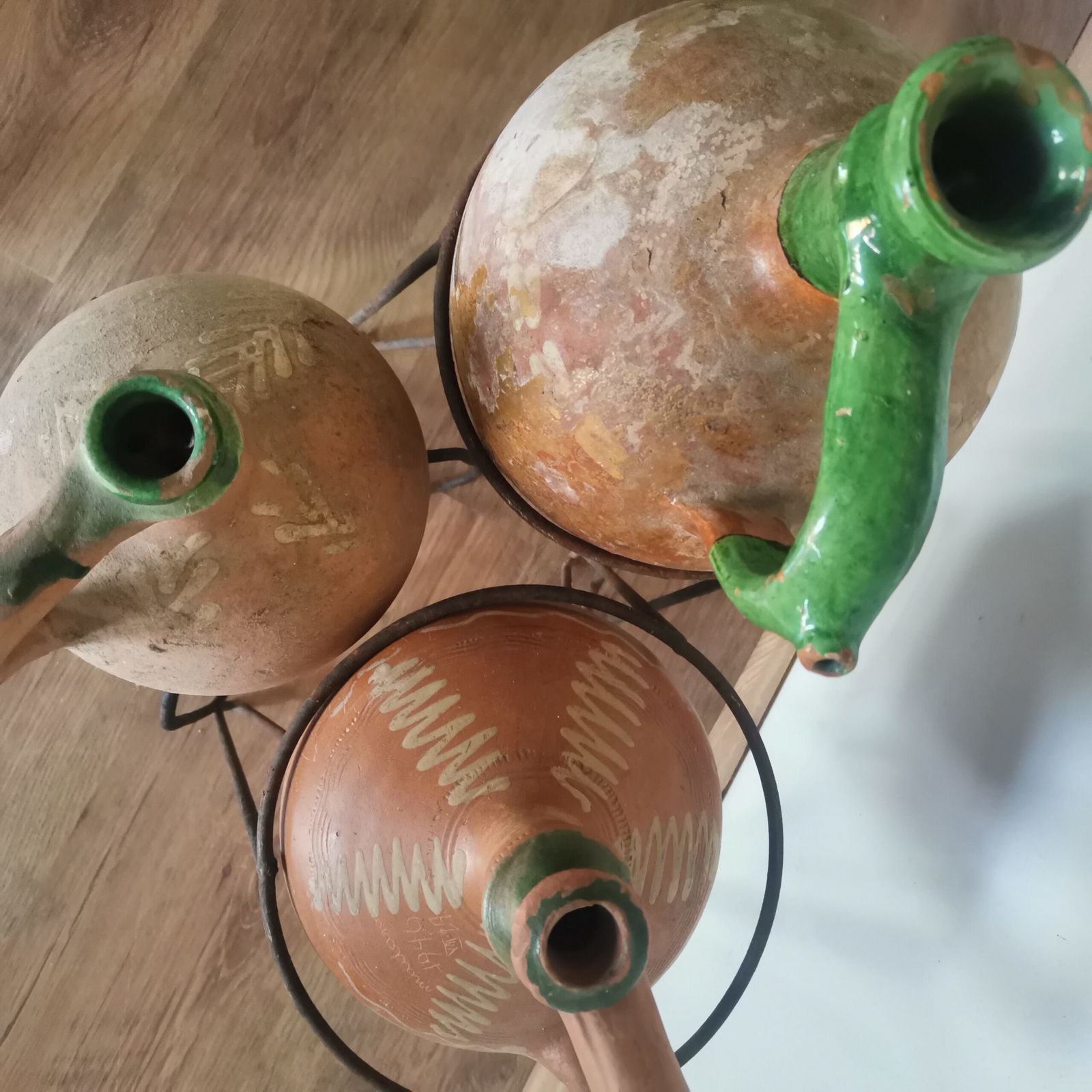 300.0 Beautiful Antique Set Of 3 Terracotta Pots From Central Europe photo