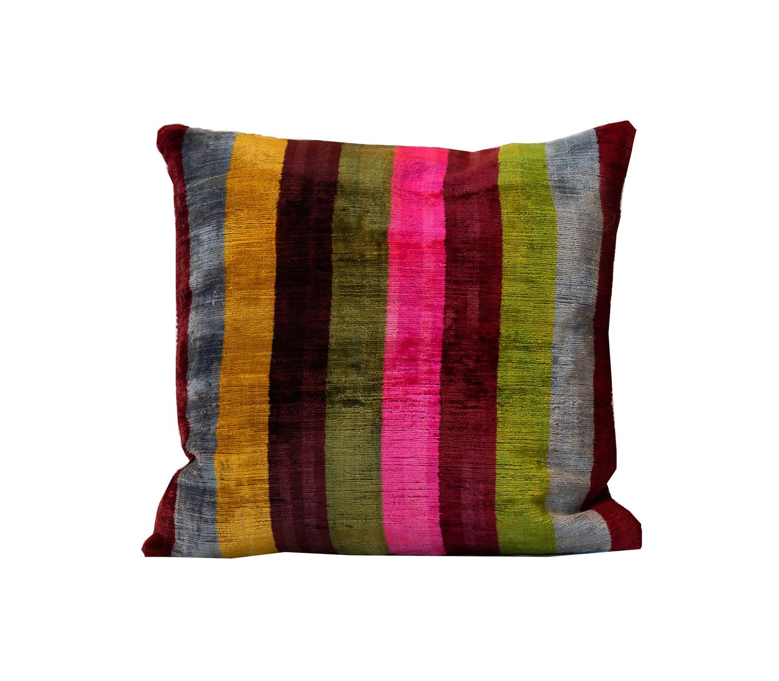 Handmade Multi Coloured Velvet And Silk Cushion Cover 45x45cm