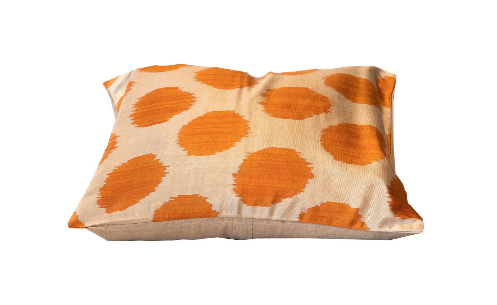 Handwoven Orange Pure Silk Ikat Style Cushion Cover, Scatter Pillow 45x45cm photo buy