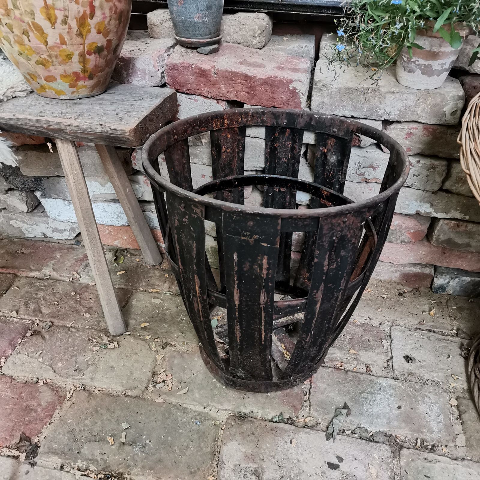 Very Old Demijohn Metal Rack Or Cage From Vineyard In Hungary photo for sale
