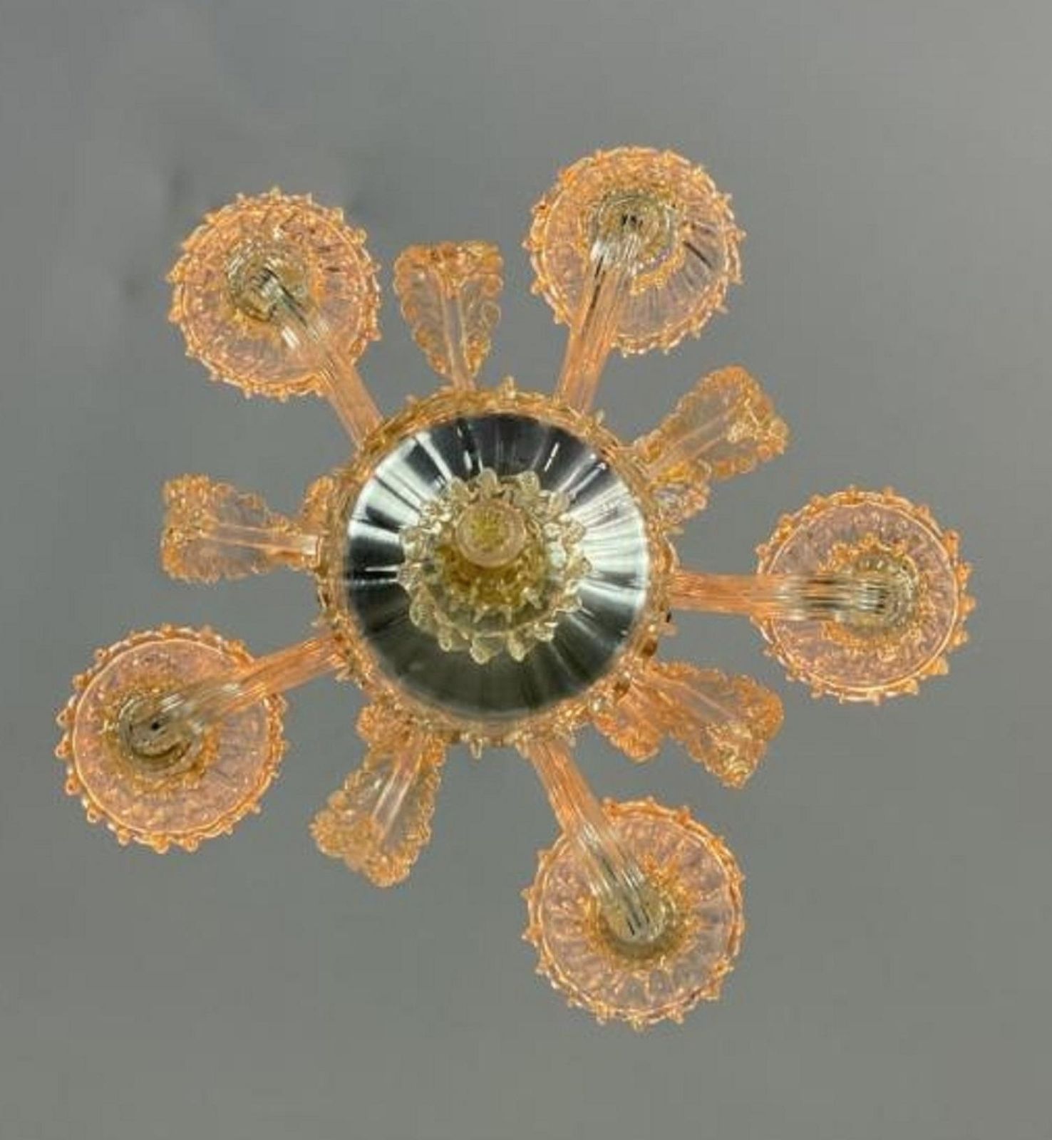 Venetian Barovier Chandelier In Gilded Murano Glass Italy 1940s photo furniture