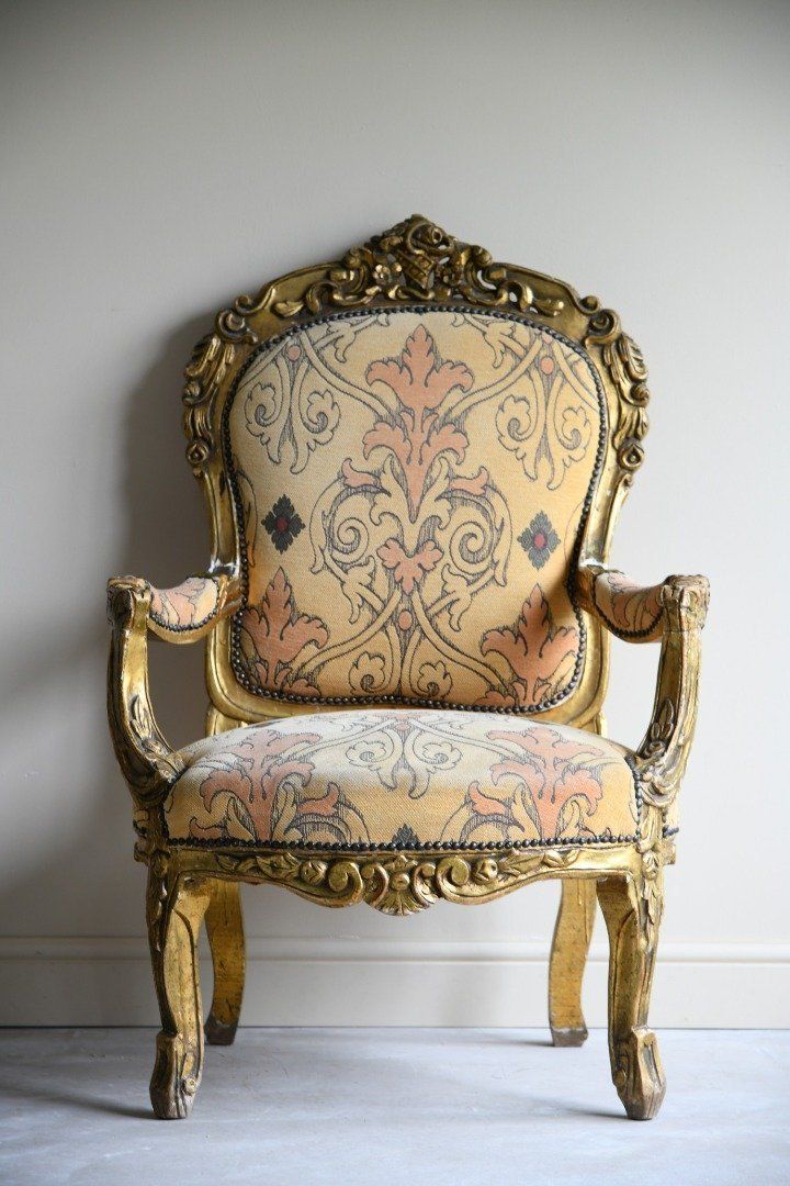 495.0 Louis XV Style French Gilt Chair photo