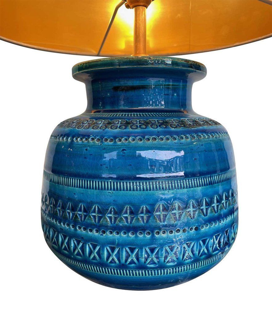 Lovely 1960s Bitossi Ceramic Lamp By Aldo Londi In Famous "Rimini Blue" photo furniture