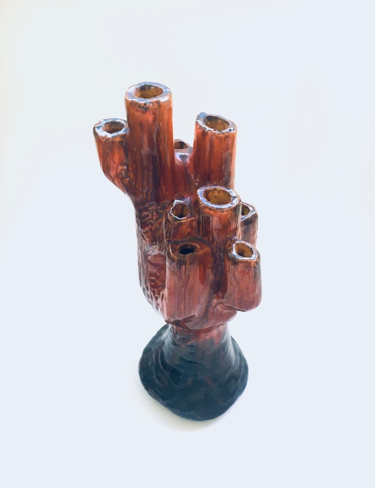 Mid Century Studio Aardewerk Kandelaar In De Vorm Van Een Cactus, Gesigneerd F.B. – Jaren 1960 photo Woonaccessoires
