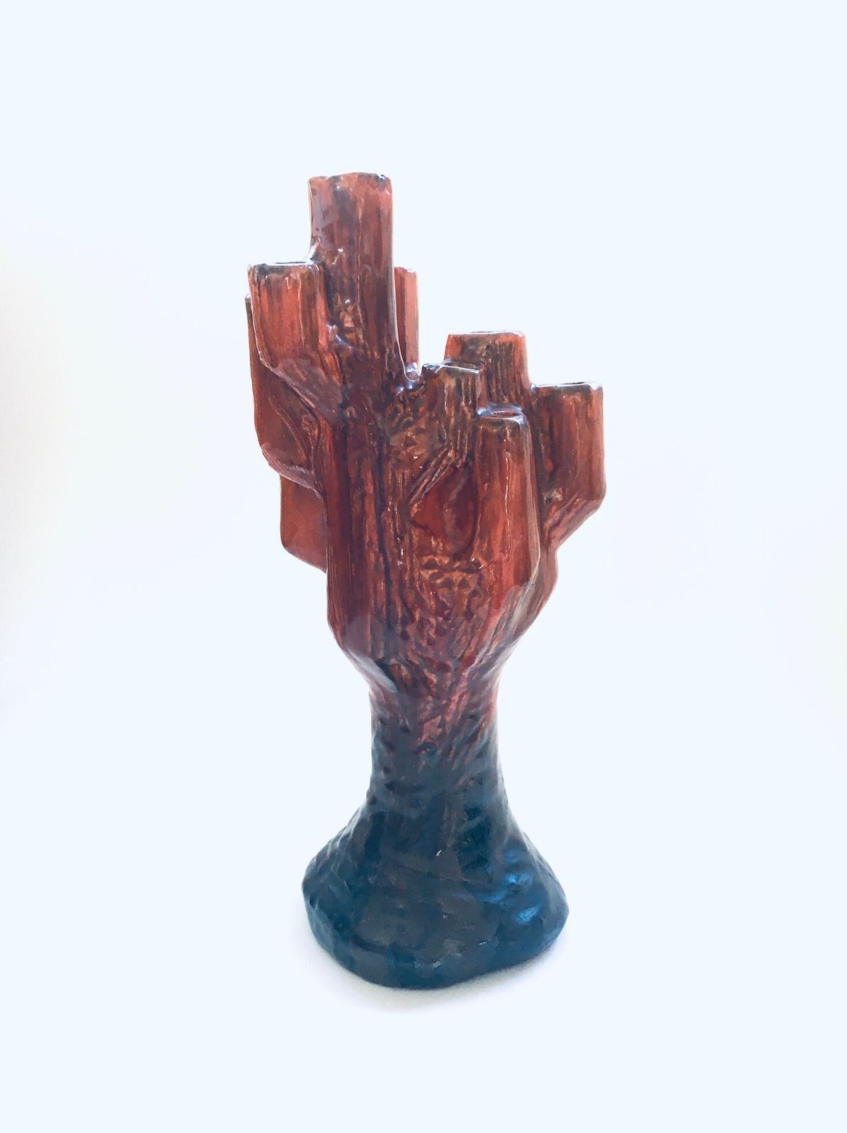 Mid Century Studio Aardewerk Kandelaar In De Vorm Van Een Cactus, Gesigneerd F.B. – Jaren 1960 photo 163.68