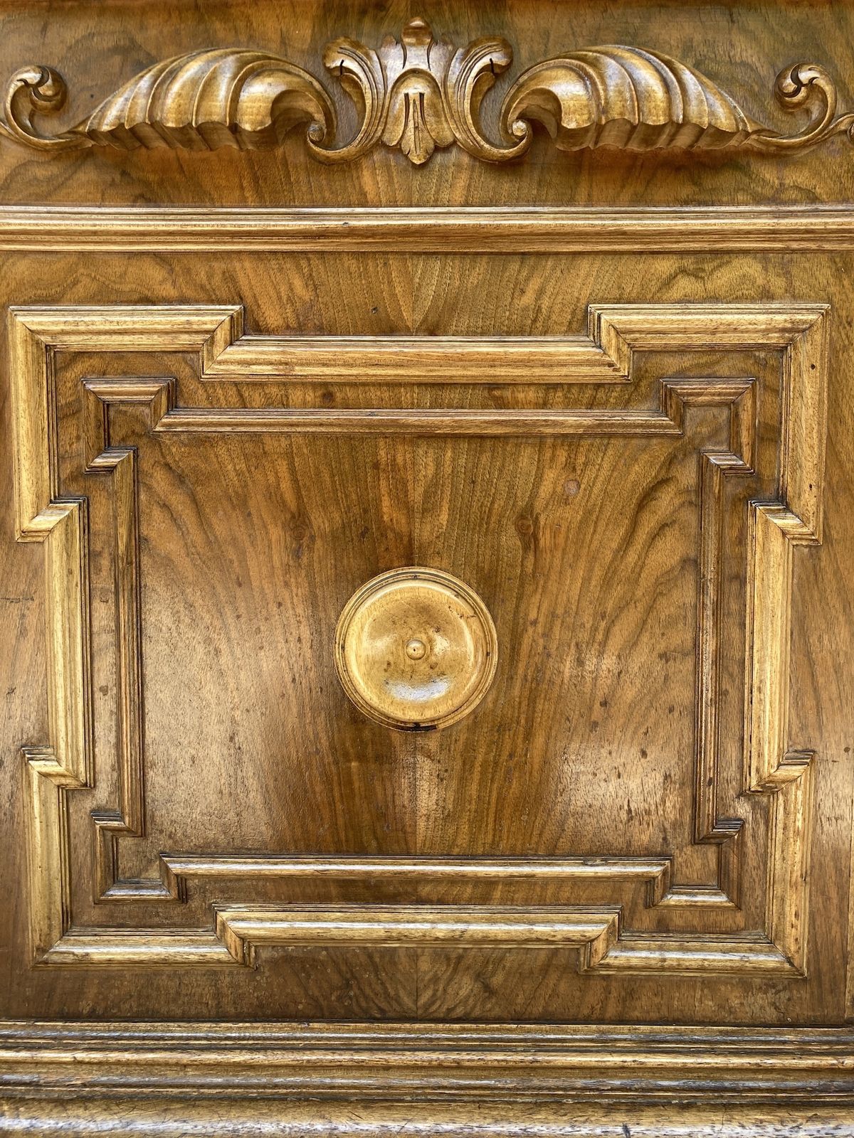 Mid 20th  Century Carved Wooden Sideboard With Two Drawers On The Waist And A Lower Door With Gilt Bronze Applications On Lentil Legs photo buy