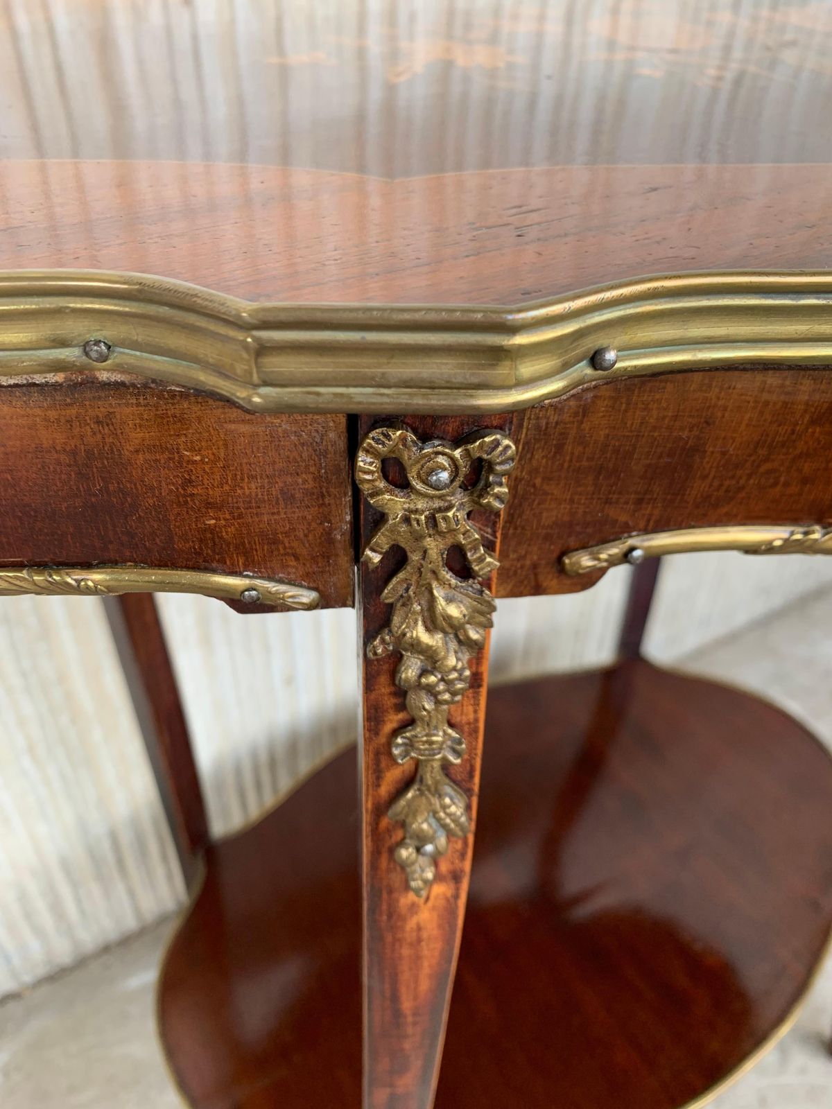 photo for sale French 19th Century Table Louis XV Style With Floral Marquetry And Gilt Bronze