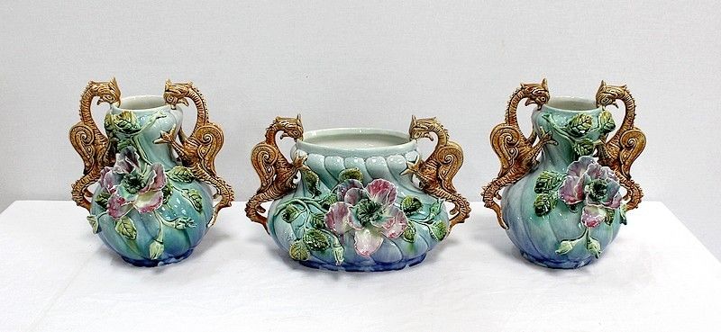 Barbotine Garnish, Art Nouveau, 1900