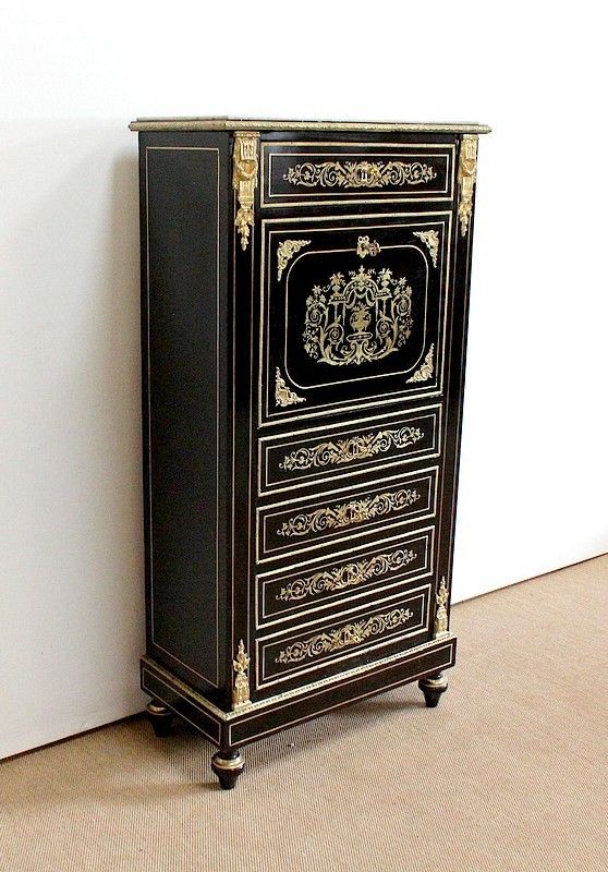 Secretary In Blackened Wood, Napoleon III, Period 19th Century photo for sale
