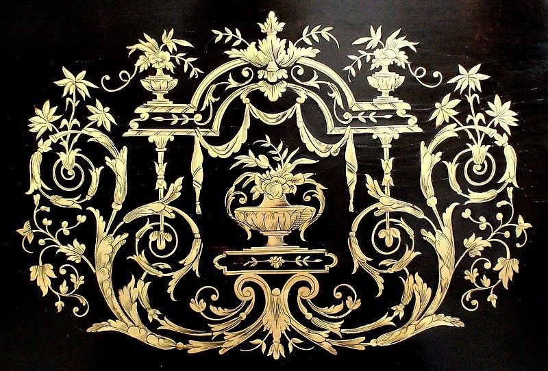 photo vinterior Secretary In Blackened Wood, Napoleon III, Period 19th Century