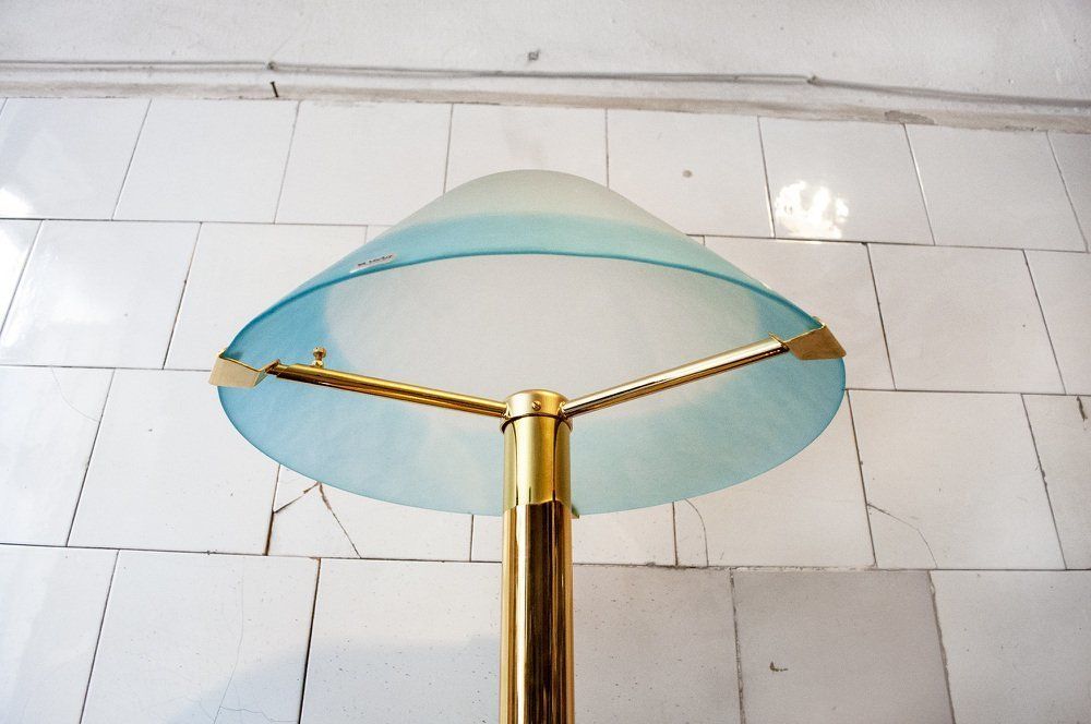 Lamp In Verguld Metaal En Muranoglas Van Veart, Jaren 1970 photo vinterior