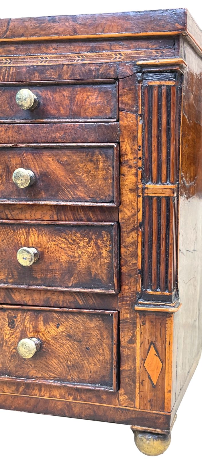 Late Regency 19th Century Burr Oak Miniature Chest (England, Circa 1830) photo vintage