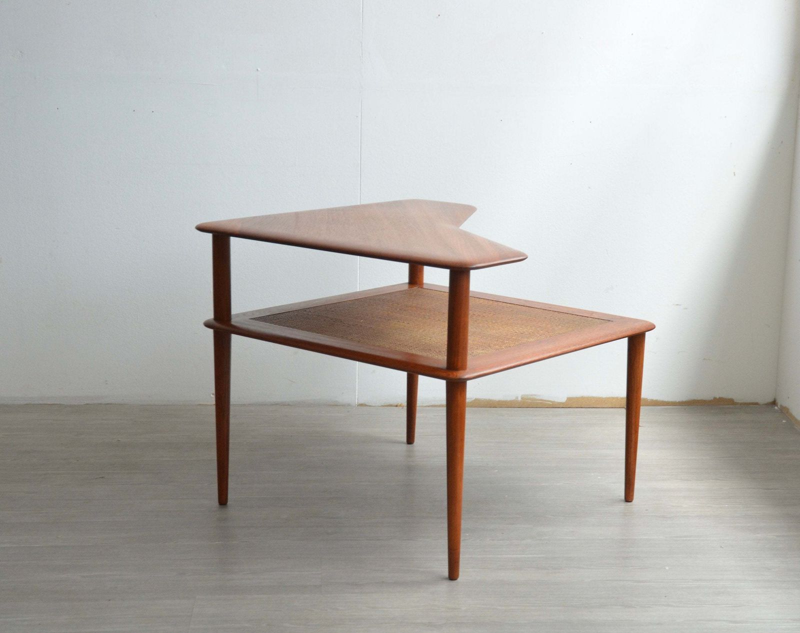 Corner Table By Peter Hvidt In Teak & Cane photo furniture