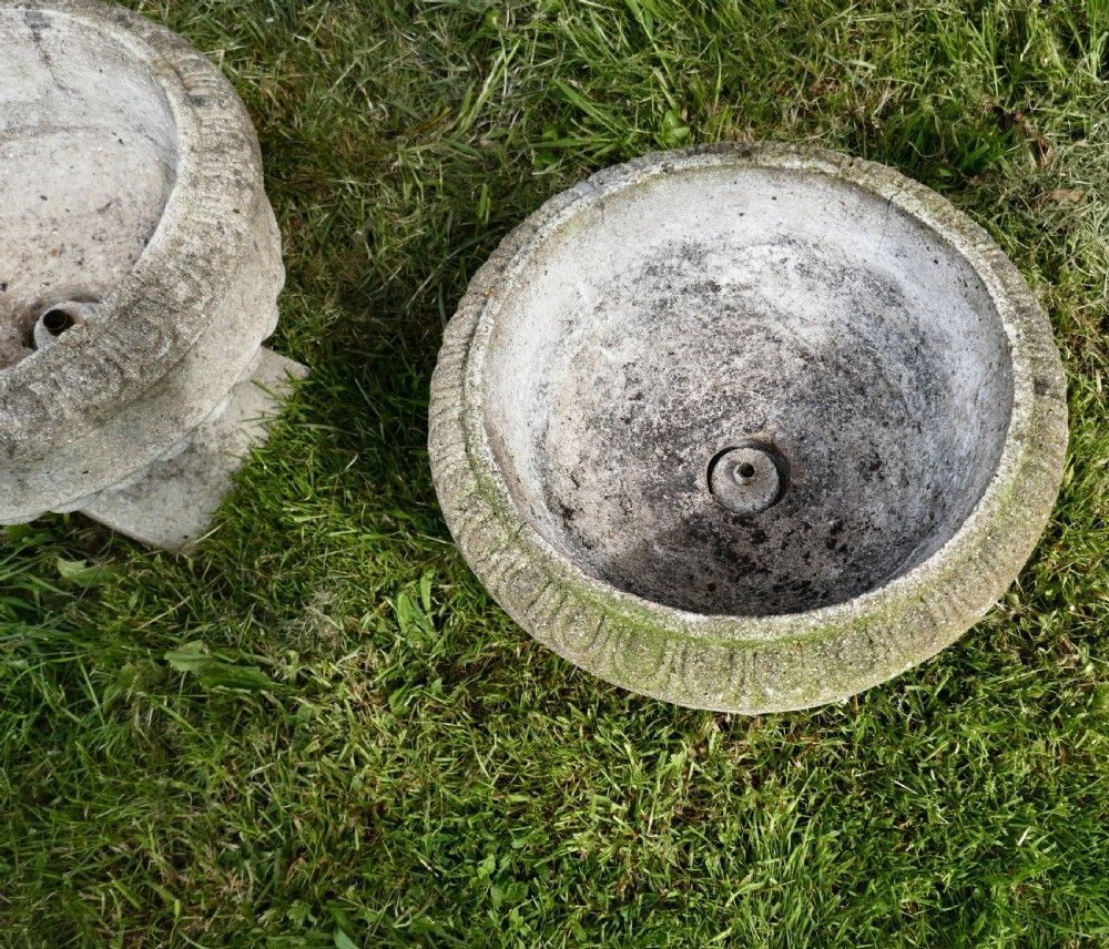 Pair Of Large 20th Century Pair Of Weathered Cast Garden Planters photo for sale