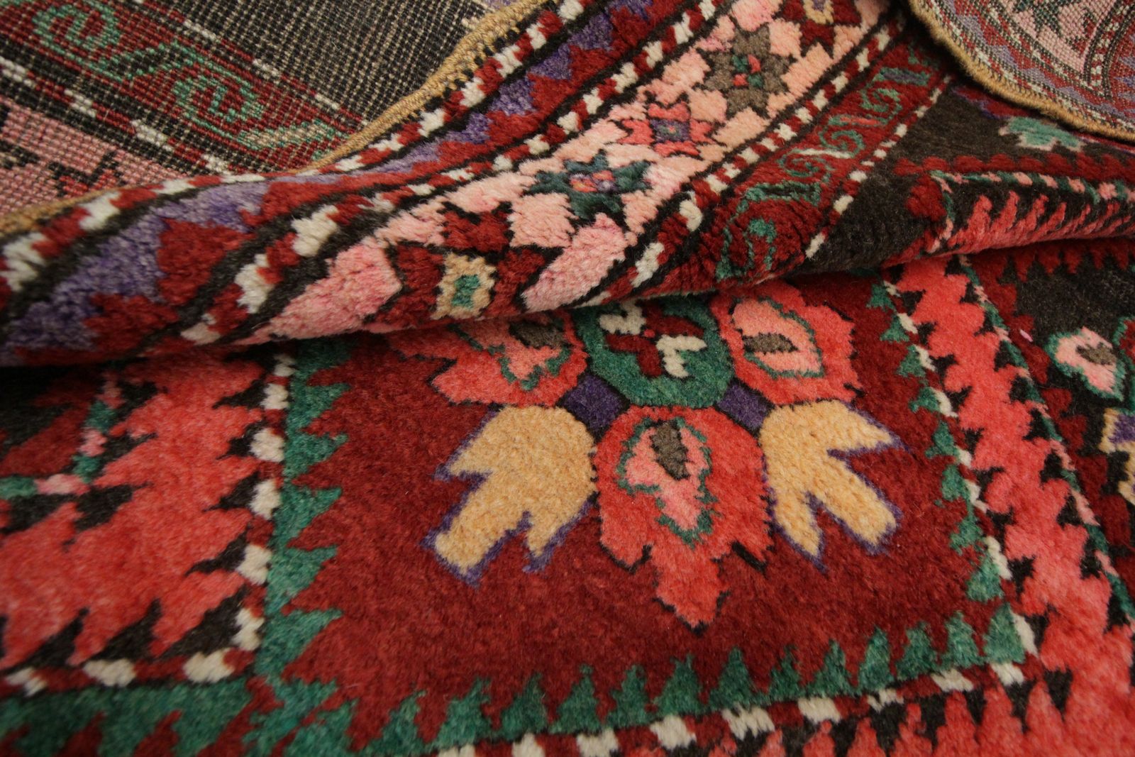 Antique Rugs Karabagh Area Rug, Hand Woven Red Wool Carpet 115x253 Cm photo Textiles