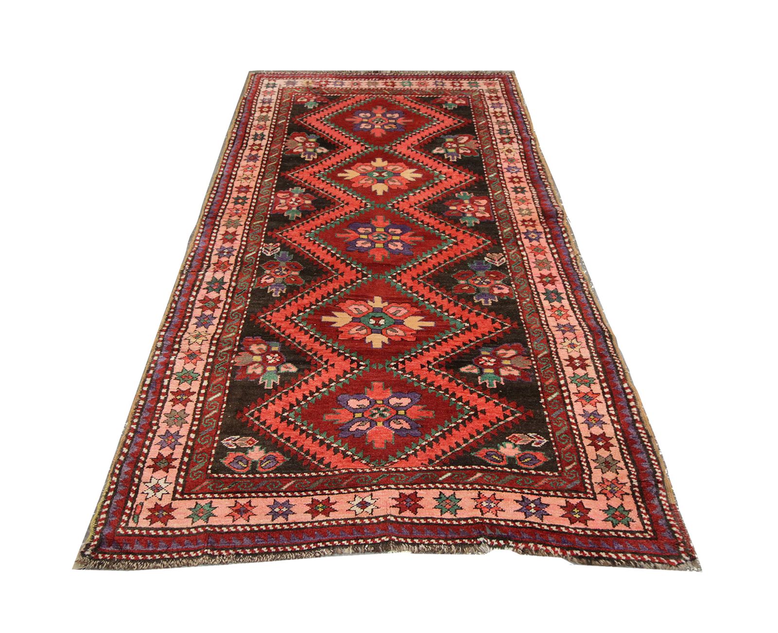 Antique Rugs Karabagh Area Rug, Hand Woven Red Wool Carpet 115x253 Cm photo 3200.0