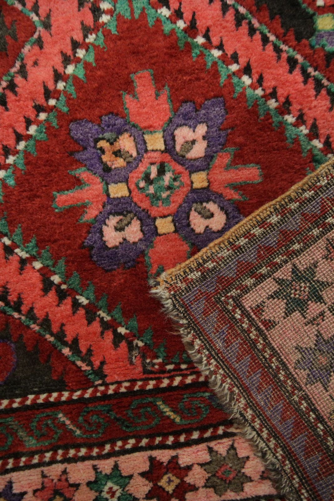 Antique Rugs Karabagh Area Rug, Hand Woven Red Wool Carpet 115x253 Cm photo vinterior