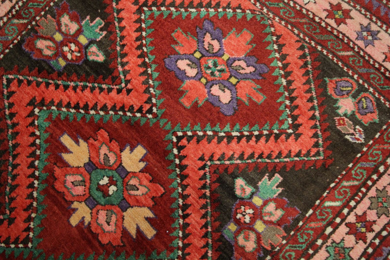 Antique Rugs Karabagh Area Rug, Hand Woven Red Wool Carpet 115x253 Cm photo vintage