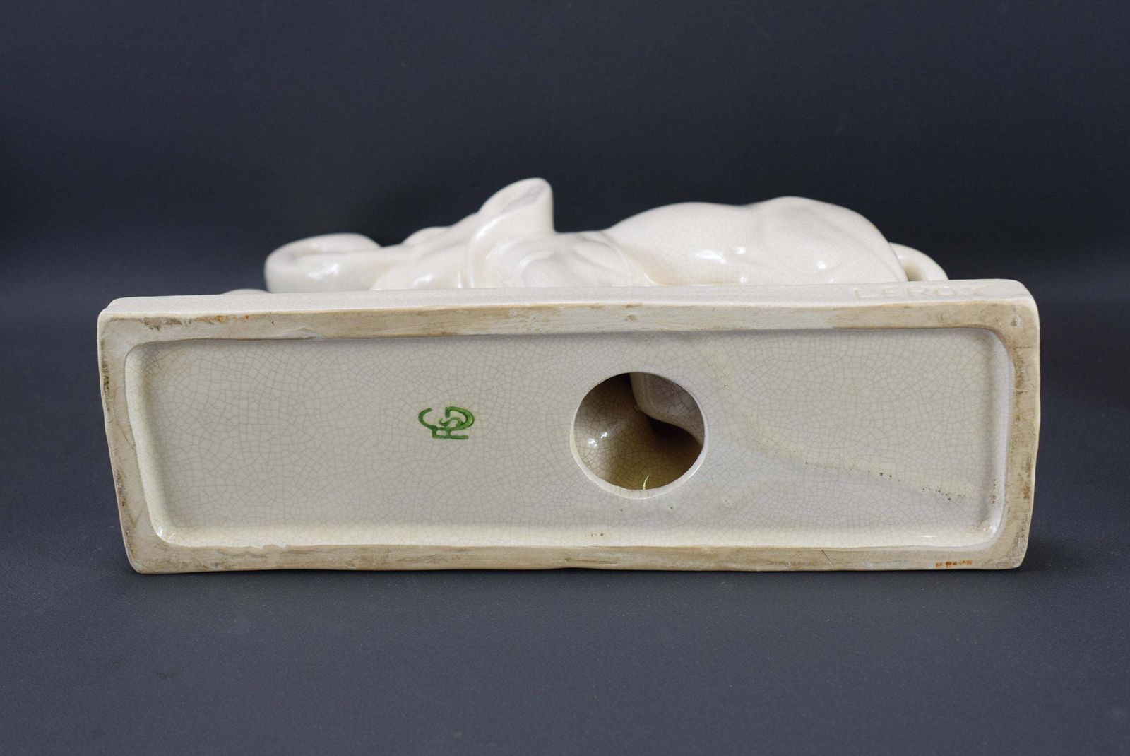 photo for sale Art Deco White Ceramic Elephants Statue By Ste Radegonde Lemanceau