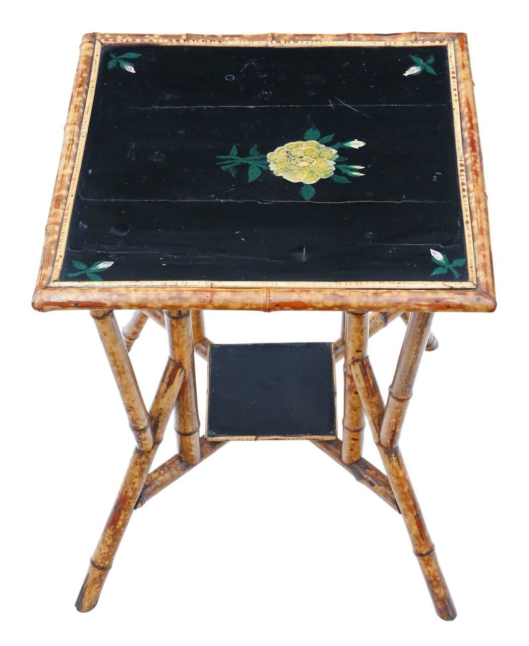 C1900 Bamboo Black Lacquer Occasional Window Table photo furniture