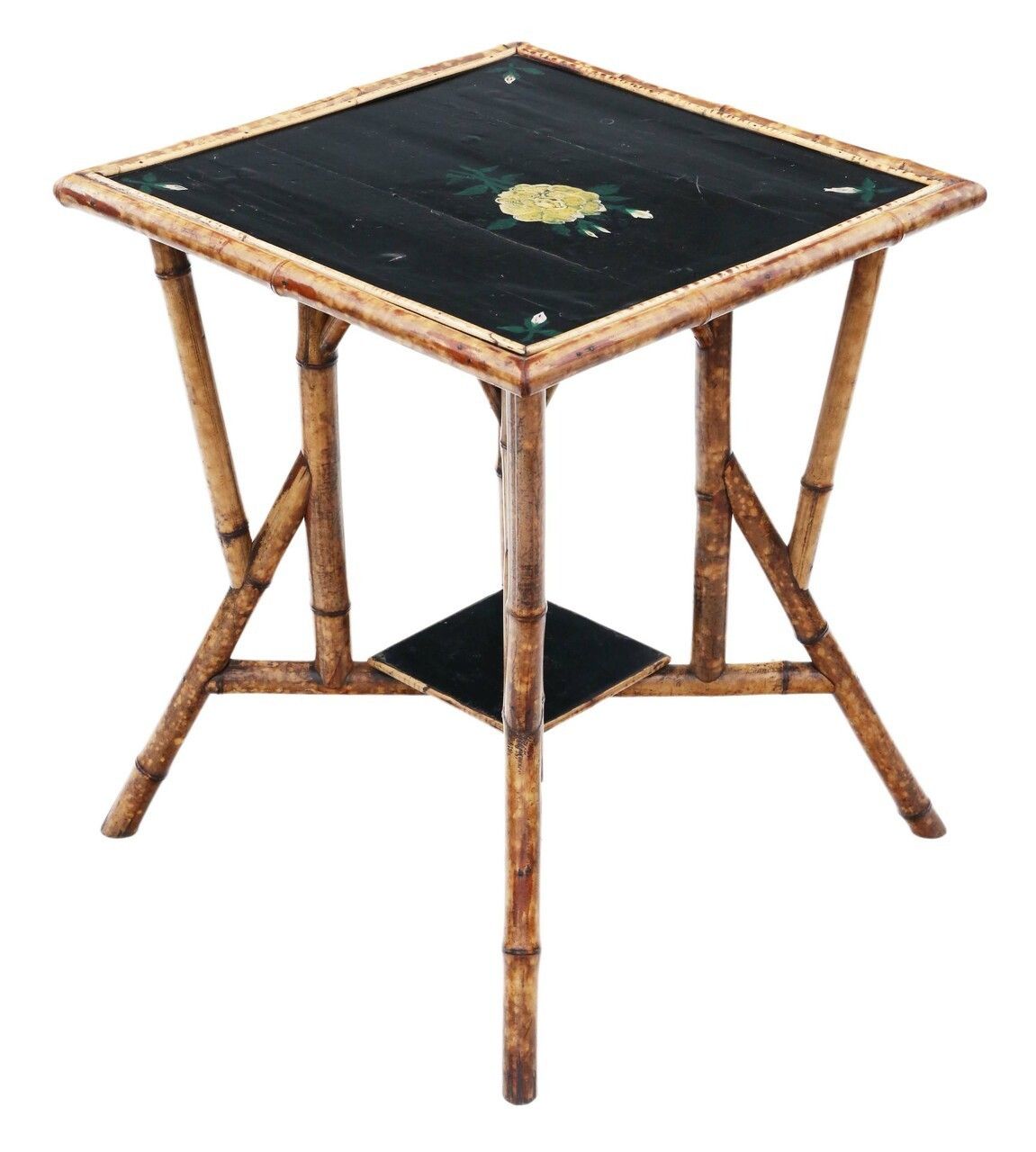 C1900 Bamboo Black Lacquer Occasional Window Table photo buy