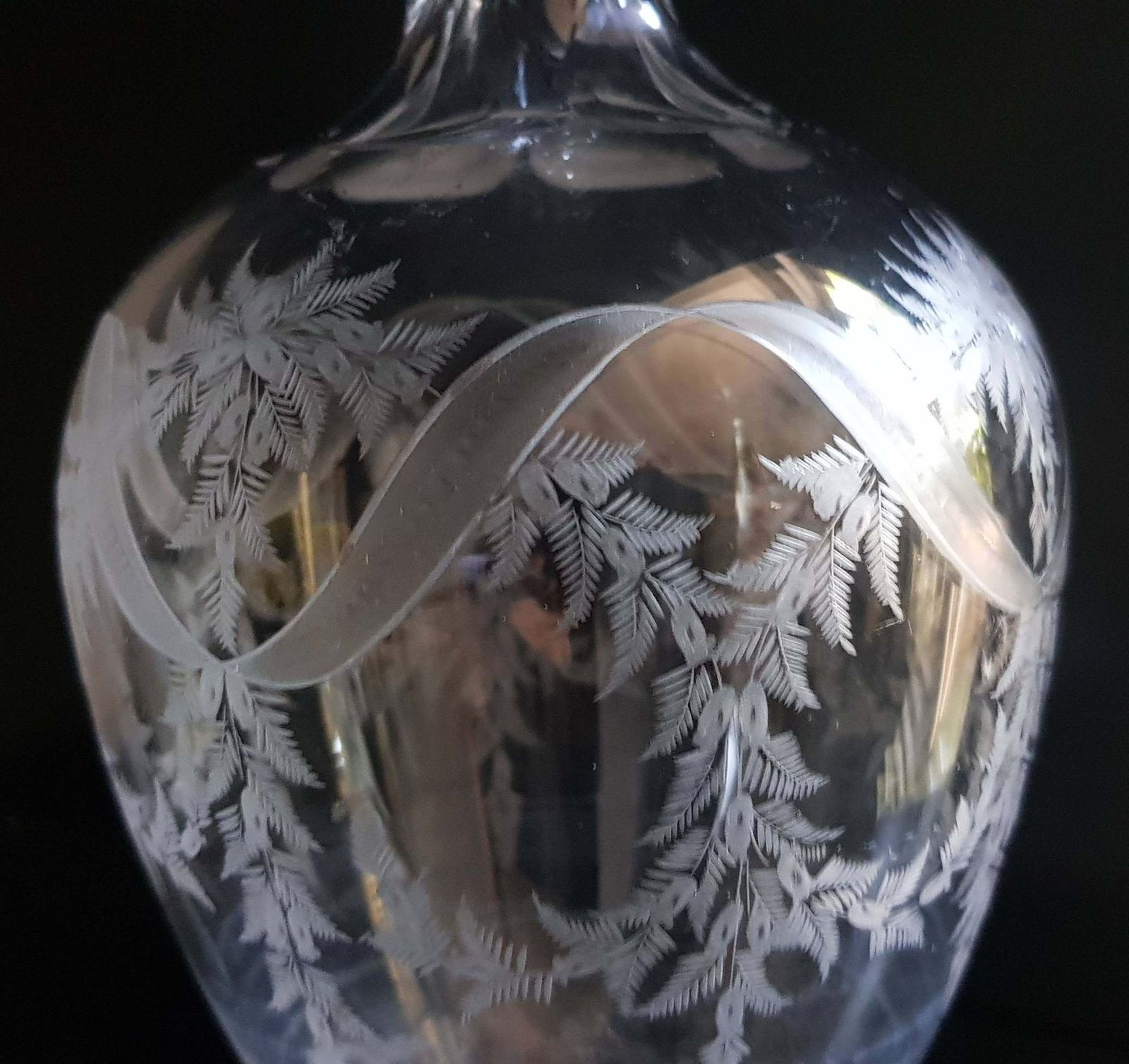 An Antique Venetian Cut And Etched Glass Decanter Or Vase 19th Century photo furniture