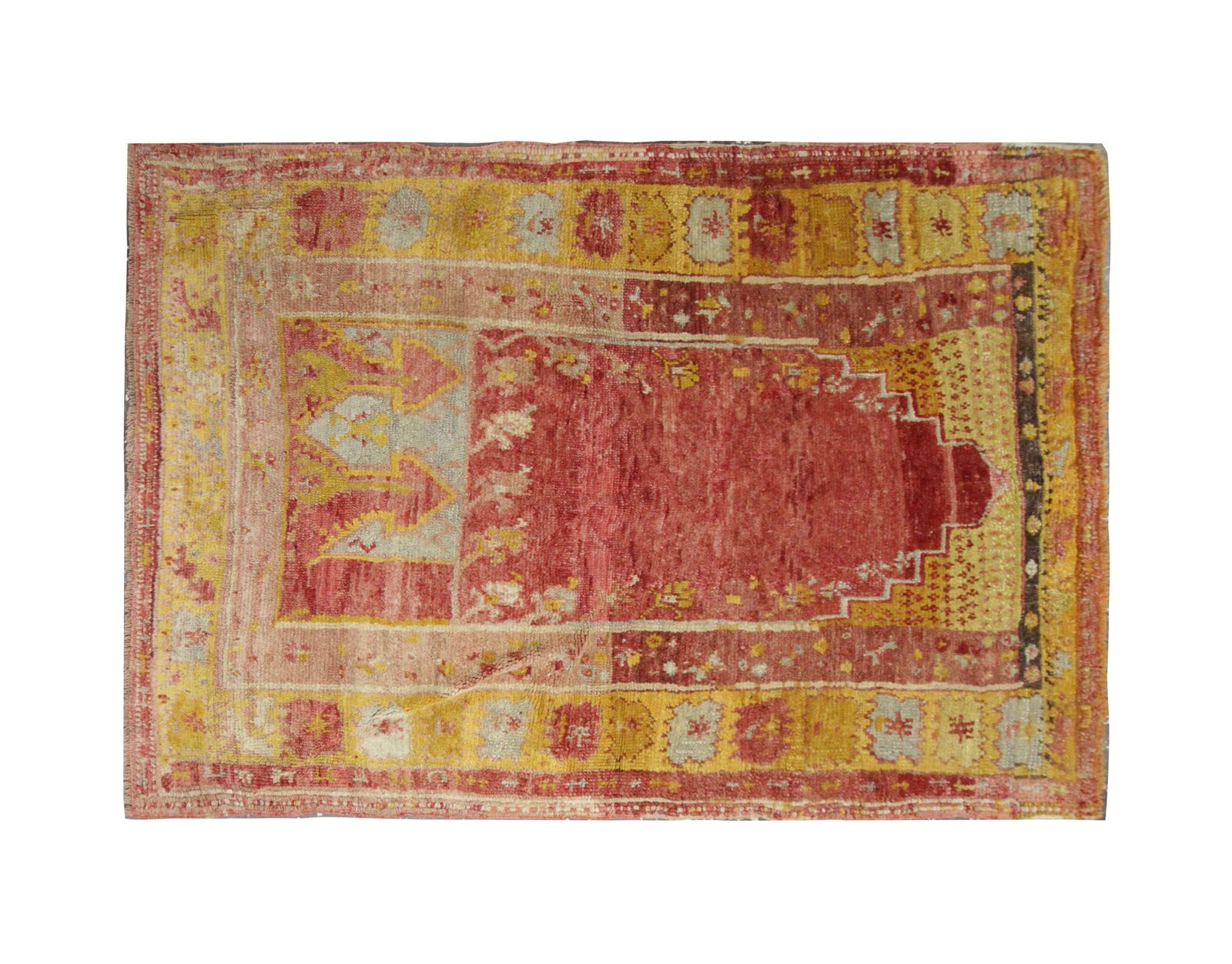 Small Antique Rug Gold Turkish Carpet Prayer Rug 138 X 106 Cm photo furniture