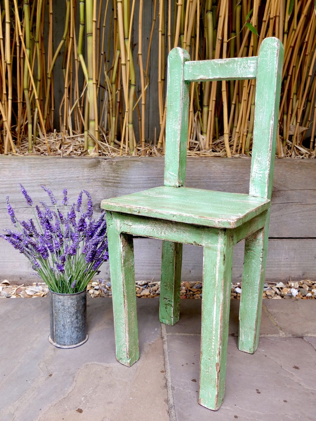 Rustic Painted Wooden Childs Chair