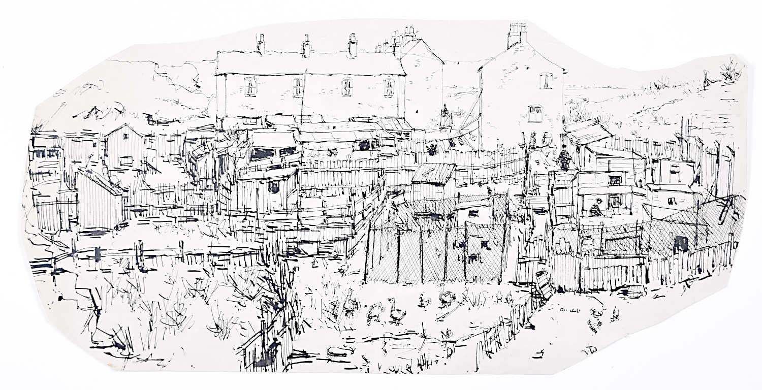 Peter Collins Arca 'Town Scene', Pen And Ink Sketch (C.1950s)