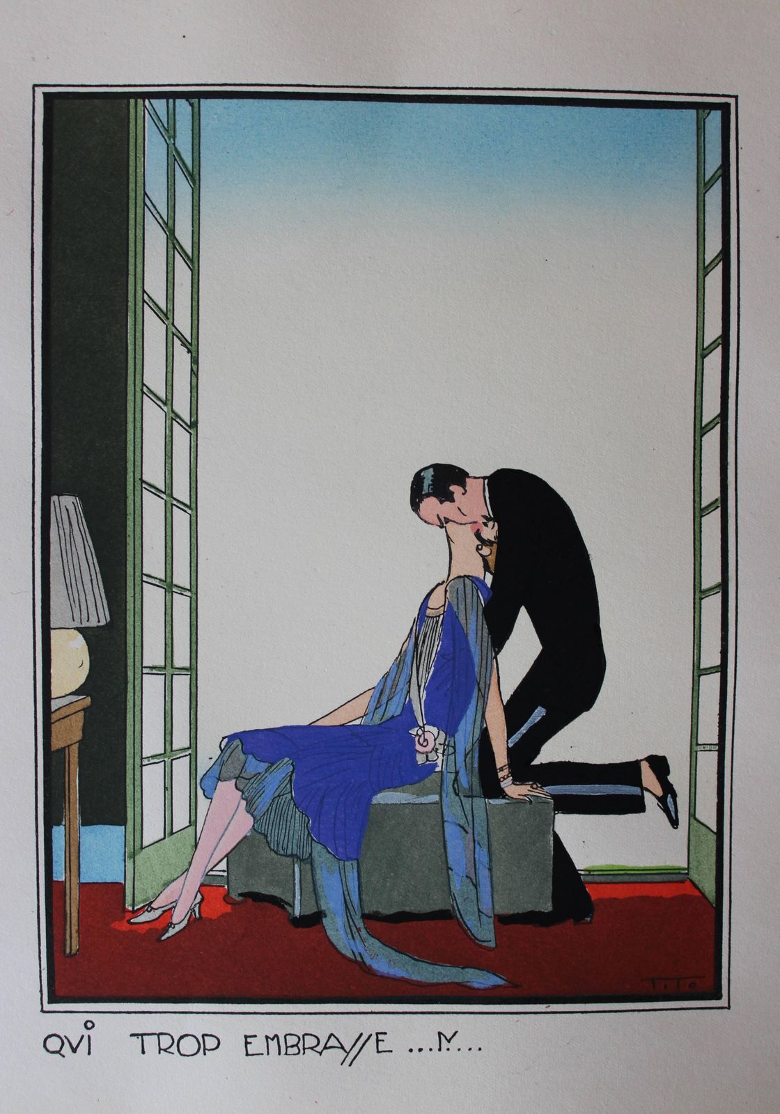 Ettore Tito: Quatres Proverbes Par Tito   Four Hand Coloured Pochoir Prints photo for sale