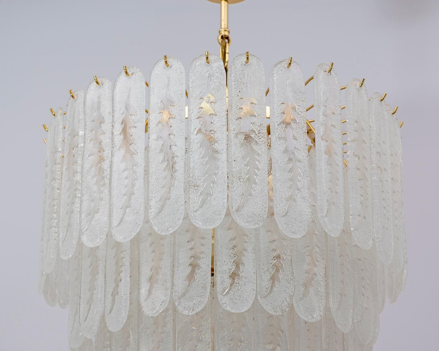 Venini Style 6 Floors Chandelier Murano Glass Graniglia And Brass, 1970s photo 3885.0