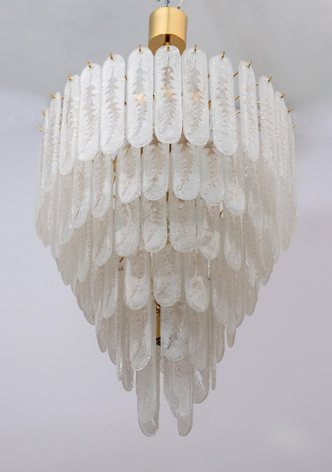 Venini Style 6 Floors Chandelier Murano Glass Graniglia And Brass, 1970s photo buy