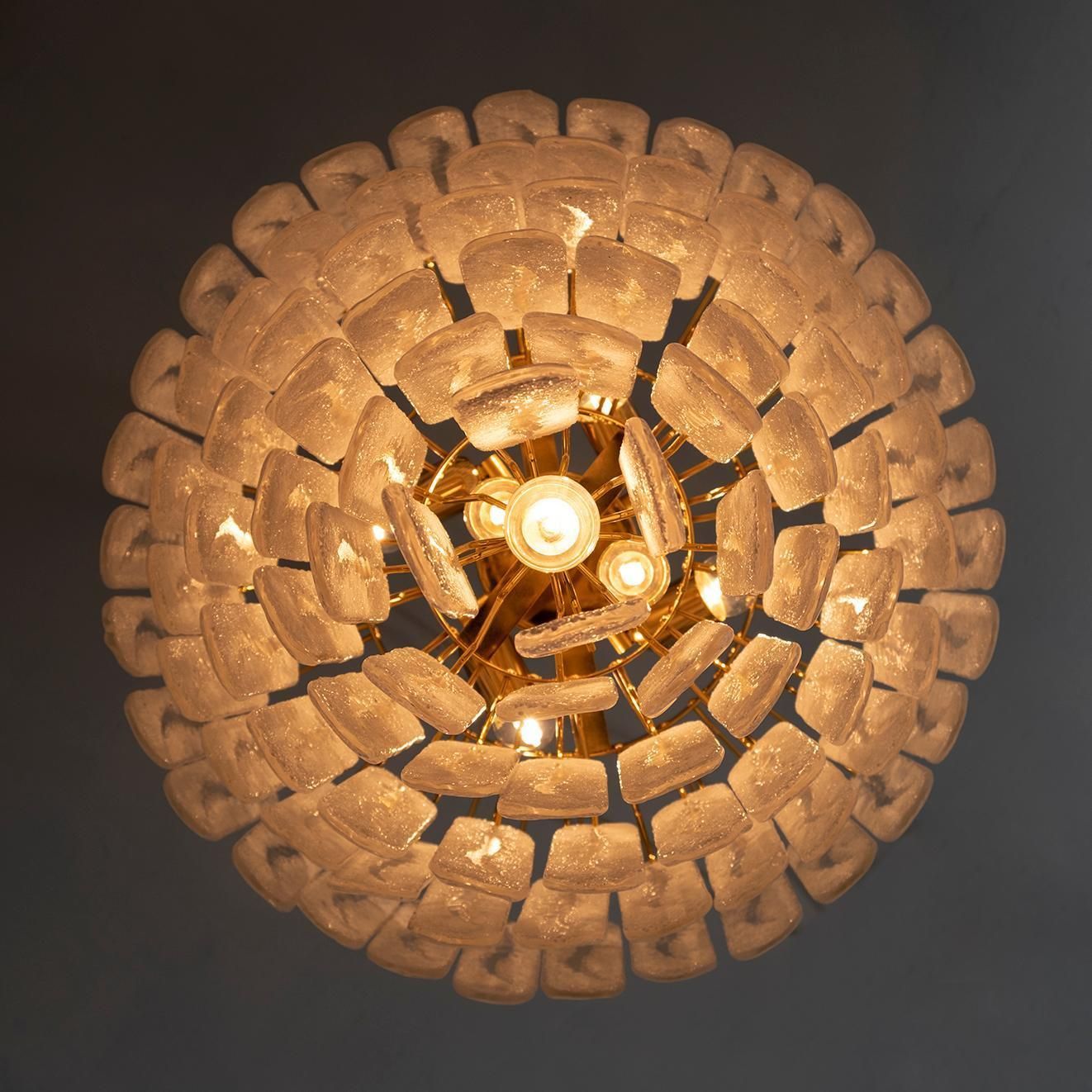 photo furniture Venini Style 6 Floors Chandelier Murano Glass Graniglia And Brass, 1970s